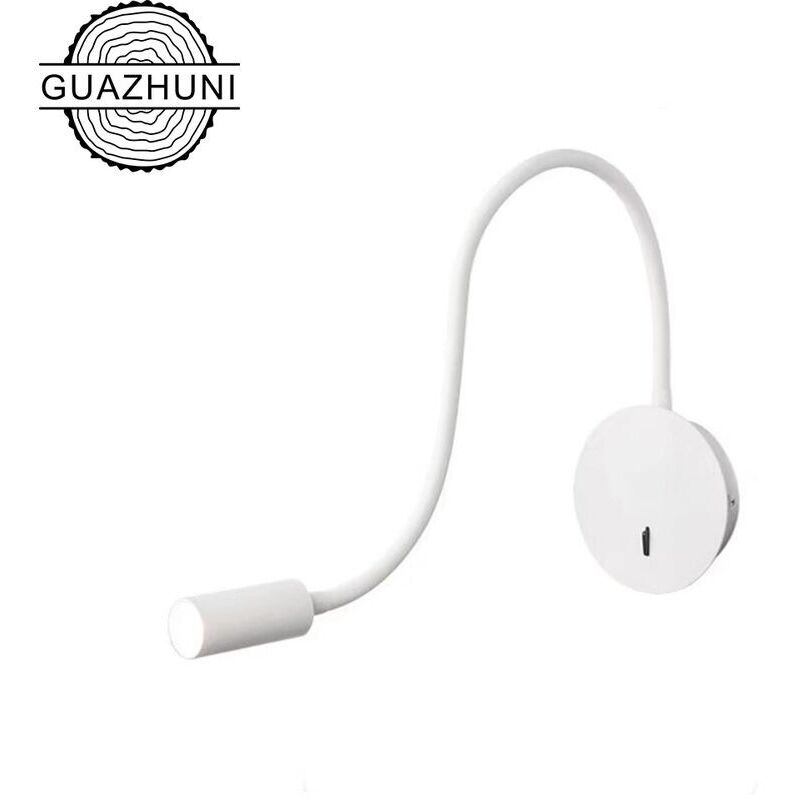 Applique murale Liseuse Applique Murale 3W LED 3000K Lampe de Lecture Col de Cygne Lampe, (Blanc)GUAZHUNI