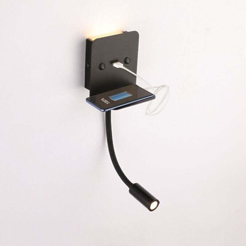 Applique murale + liseuse led 3W + 6W avec port usb - Noir
