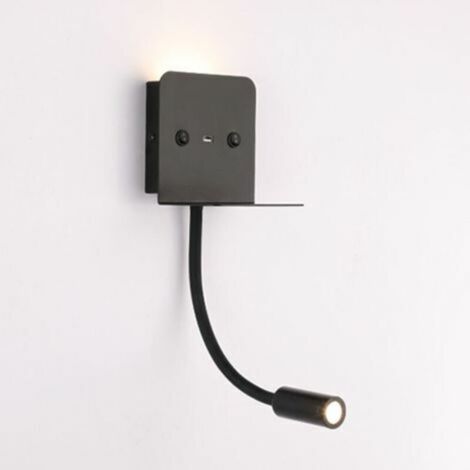 Applique murale + liseuse led 3W avec port usb Noir - Noir