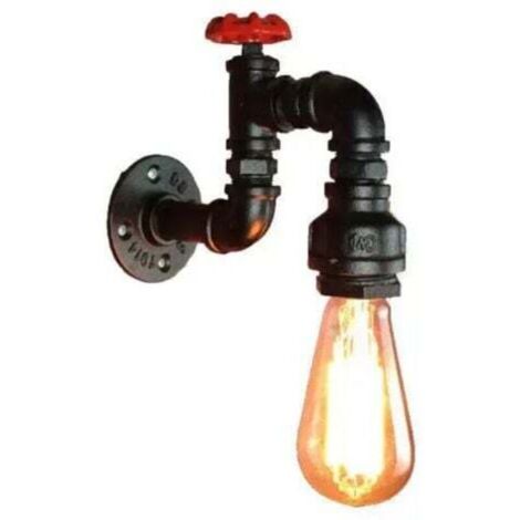 Applique Murale Loft Industriel Tuyau Tube D'eau Rétro en Fer Noir Lustre Lampe Lumières pour Salon Chambre Restaurant