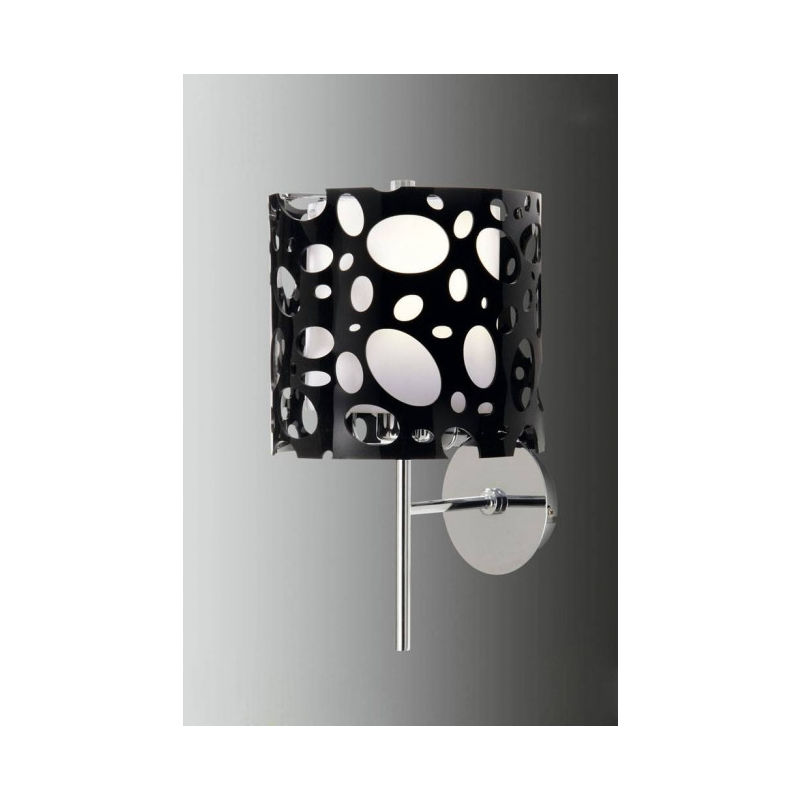 Applique murale Lupin 1 Ampoule E27, noir brillant/arylique blanc/chrome poli - Blanc
