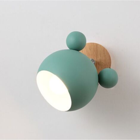 Applique murale Macaron Applique Simple Personnalité Chambre Mickey Bûche Dessin Animé Chaud Chambre D'enfants Lampe De Chevet Mickey-Vert Sans Source De Lumière