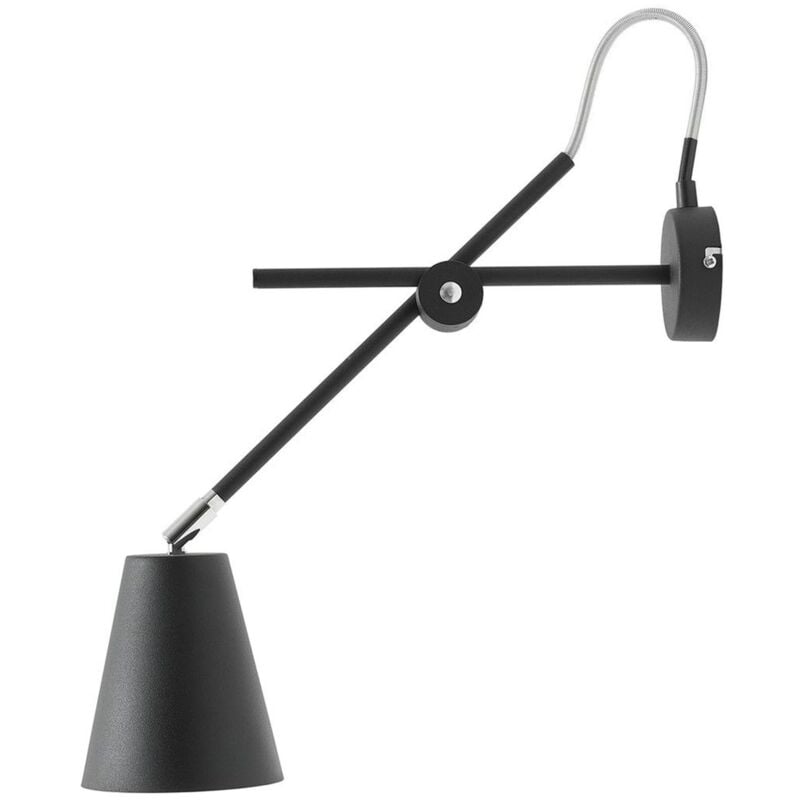 Applique murale métal E27 bras pivotant haut 54 cm applique noire