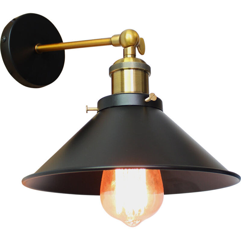 Applique Murale Métal Style Parapluie 220mm Noir E27, Lampe Rétro Plafonnier Industrielle Eclairage Suspension Luminaire, (Ampoule non compris)