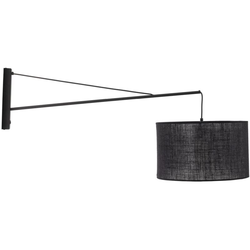 Applique murale métal tissu E27 40 cm haut noire moderne
