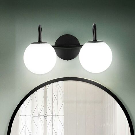 Applique murale minimaliste LED, suspension double G9 avec abat-jour en verre, lampe de lecture à brancher.