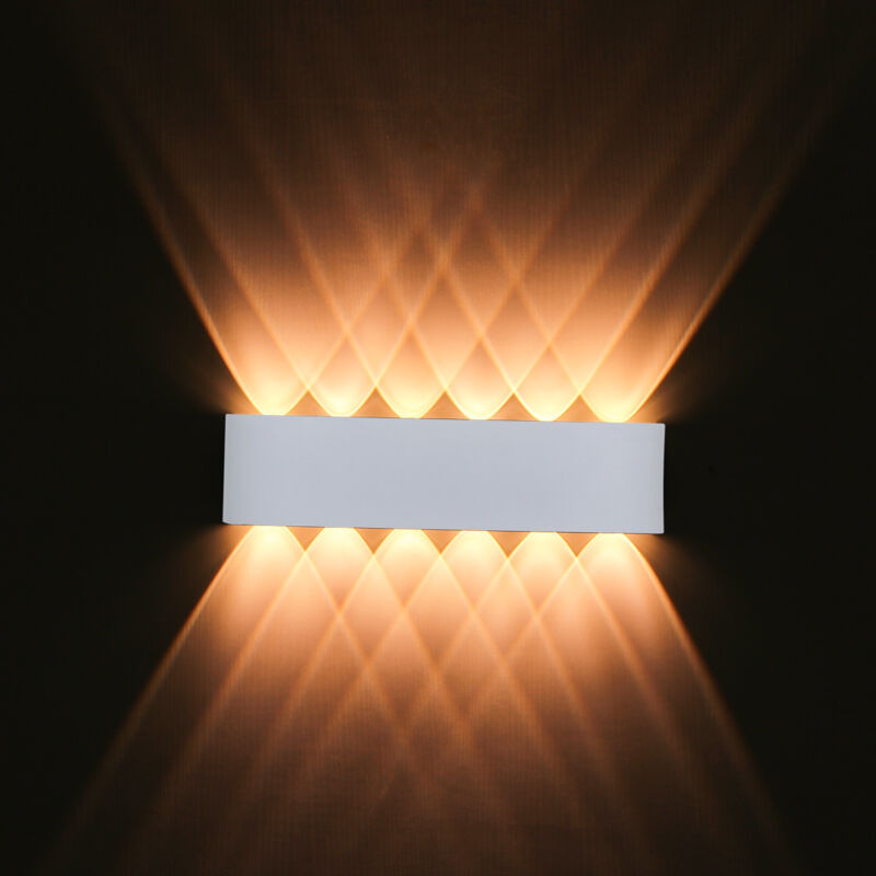 Applique Murale Moderne 12W Blanc Lampe Murale Led D'Intérieur En Aluminium, Pour Salon, Chambre à Coucher, Salle De Bain, Couloir, Blanc Chaud