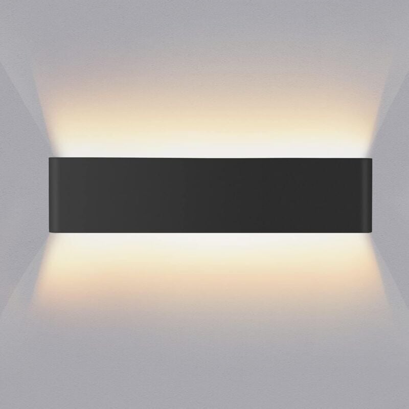 Applique Murale Moderne 14W 40CM Led Applique Murale Intérieure En Aluminium Noir Pour Chambre Salle De Bain Salle à Manger, Blanc Chaud