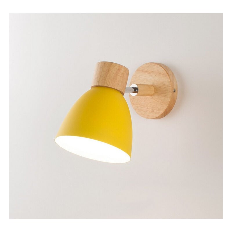 Applique Murale Moderne Applique Murale Nordique En Bois, Lampe Murale Rétro Vintage Pour Intérieur Chambre Café Bar Salon Jaune