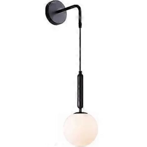 Applique murale moderne avec abat-jour suspendu en verre E27, lampe de chevet minimaliste nordique pour salon, chambre, couloir (noir et bleu)