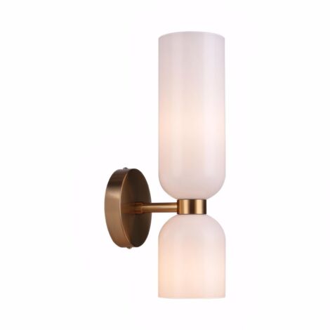 Applique Murale Moderne avec Verre Soufflé Asymétrique – Lampe Murale Double Éclairage avec Douille E14 pour Chambre Couloir Salle de Bain (blanc)