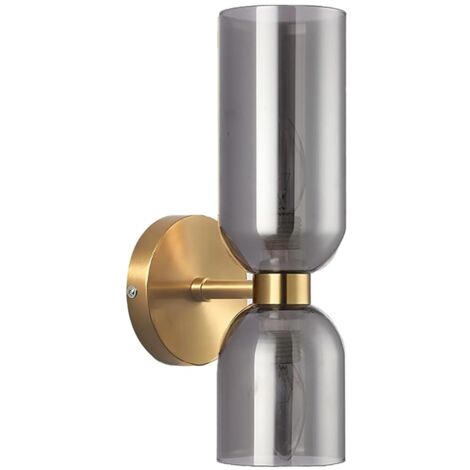 Applique Murale Moderne avec Verre Soufflé Asymétrique – Lampe Murale Double Éclairage avec Douille E14 pour Chambre Couloir Salle de Bain (noire)