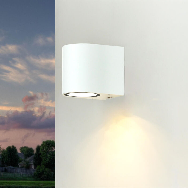 Applique d'extérieur aalborg blanche au design moderne de forme ronde Down GU10 parfaite pour le jardin - blanc