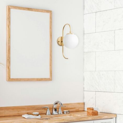 Applique murale moderne dorée, globe blanc tige courbe SIERRE