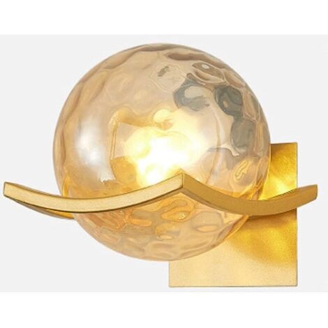 Applique murale moderne du milieu du siècle en verre martelé boule d'ambre dorée miroir de courtoisie luminaire intérieur blanc applique murale de chevet lampe murale pour chambre à coucher sal