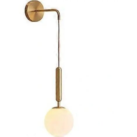 Applique murale moderne E27 avec abat-jour suspendu en verre, lampe de chevet minimaliste de style nordique pour salon, chambre, couloir (laiton brouillé)