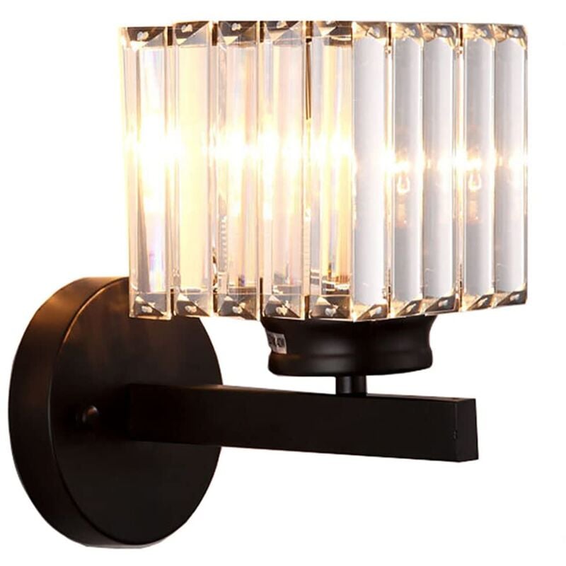 Applique Murale Moderne En Cristal, Applique Murale En Cristal D'or E27, Pour Chambre à Coucher De Chevet,Carré Noir