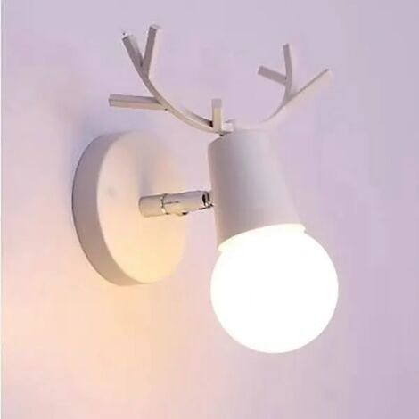 Applique murale moderne et simple Cratif, en fer, culot E27, style Art déco nordique avec tête de cerf, idéale pour chambre, salon ou chambre d'enfant.