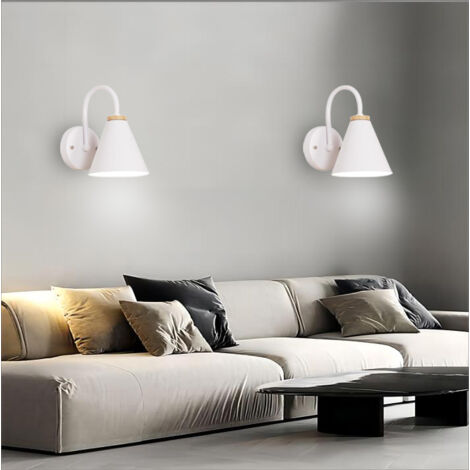Applique Murale Moderne Industrielle Lamp Murale Métal Luminaire Murale Intérieur Simple E27 Ø15CM Blanc - 2Pcs