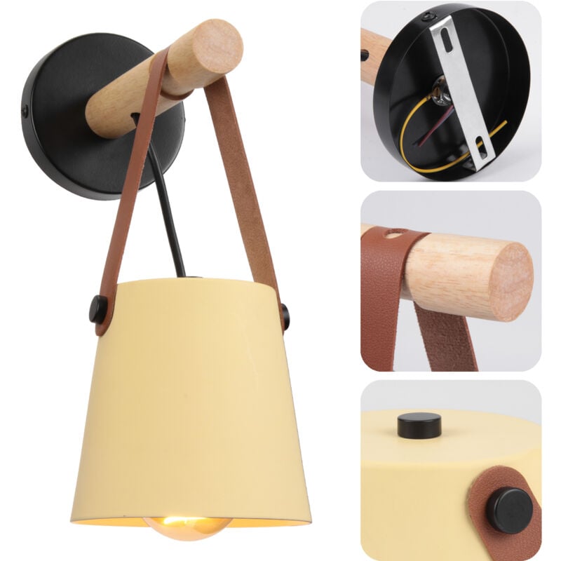 Applique Murale Moderne Lampe Murale Métal Luminaires Murale Interieur Créative E27 pour Chambre Chevet Salon Café Jaune - 1Pcs