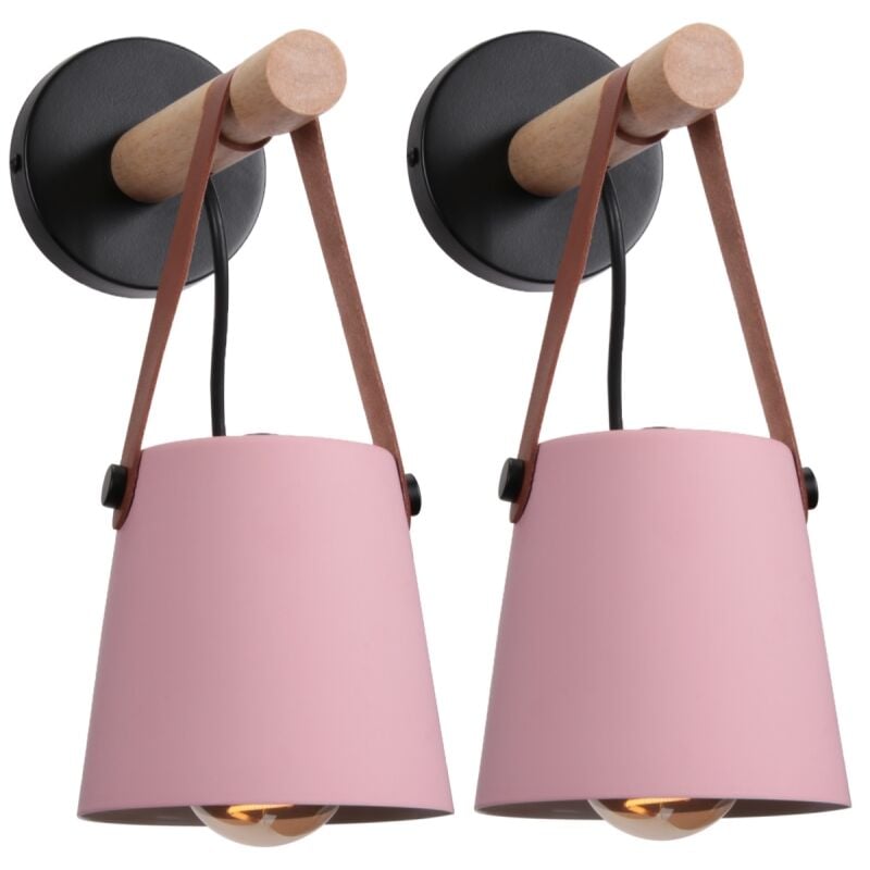 Applique Murale Moderne Lampe Murale Métal Luminaires Murale Interieur Créative E27 pour Chambre Chevet Salon Café Rose - 2Pcs