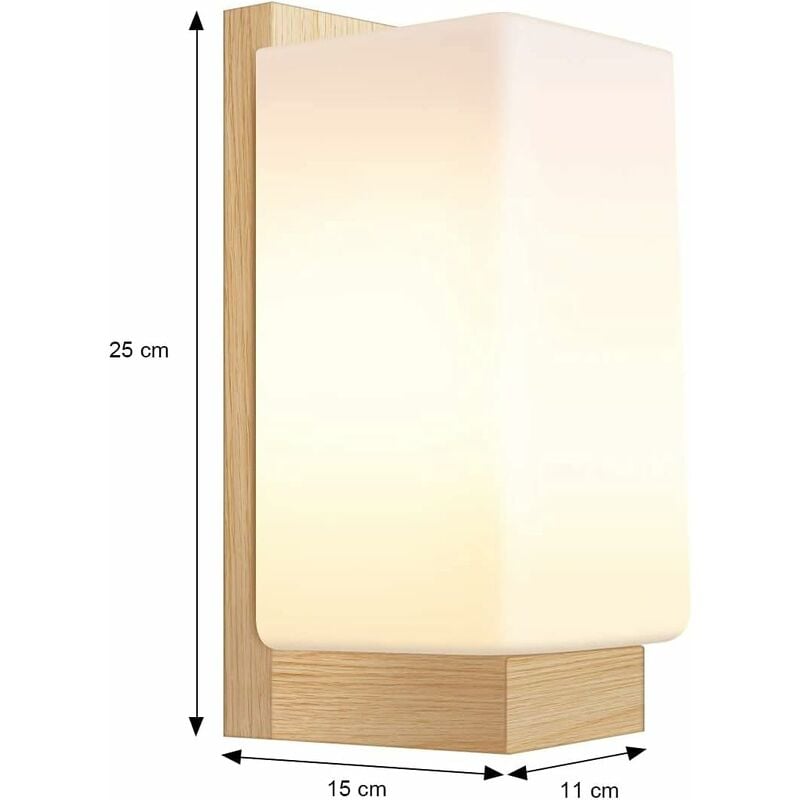 Applique Murale Moderne Minimaliste Acrylique Led Applique Murale Lampe De Couloir En Bois Massif Chambre Lampe De Chevet E27 Blanc Chaud [classe