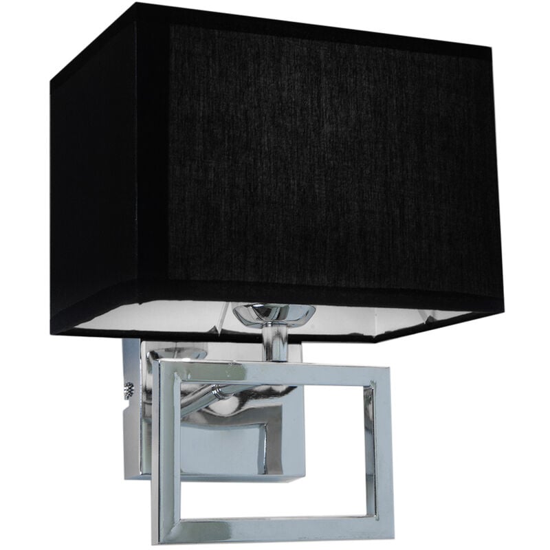 Sampa - Applique murale moderne Passy design métal chromé tissu noir