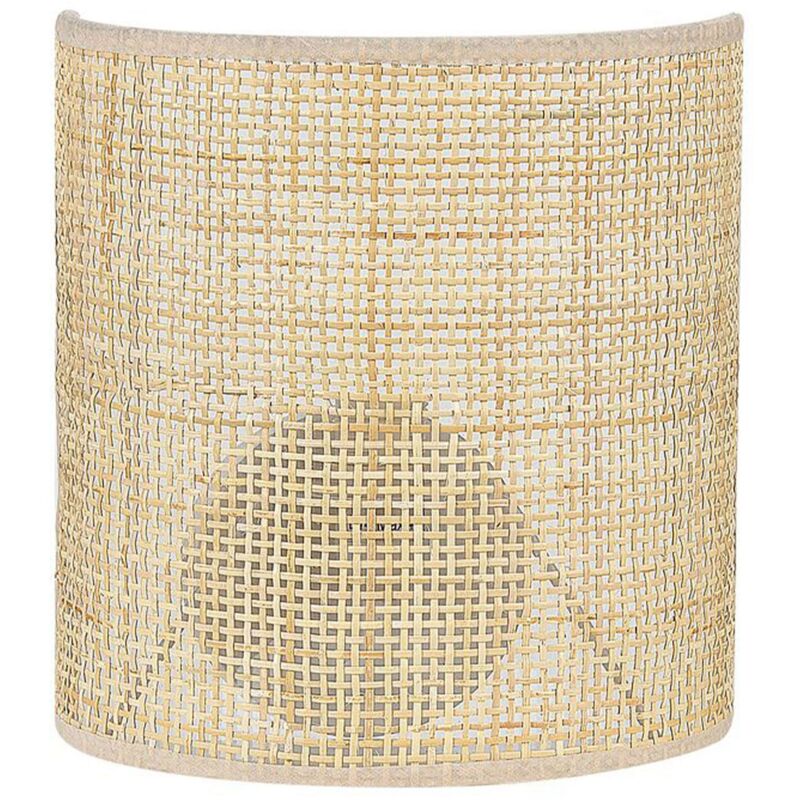 Applique Murale Moitié de Tambour Abat-Jour en Rotin Naturel Salon Chambre Cario