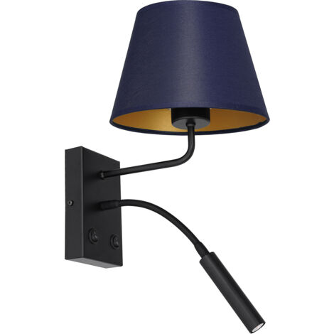 Applique murale noire bleu/or lecture Arden E27+G9 LED