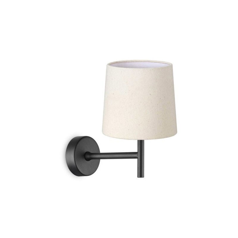 Applique Murale Noire Mathy Abat Jour En Lin Crème