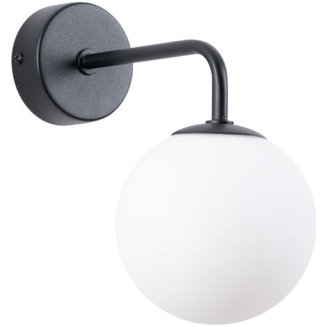Applique murale noire globe verre blanc G9 8W Sollux