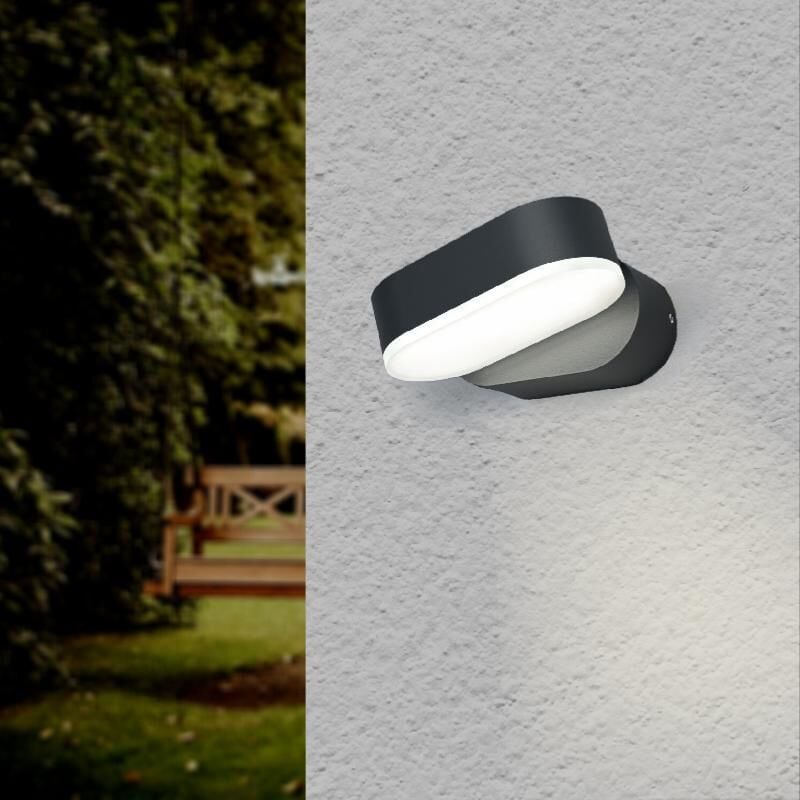 Applique Murale LED IP54 Orientable Ovale - Blanc Neutre / Noir - SILUMEN