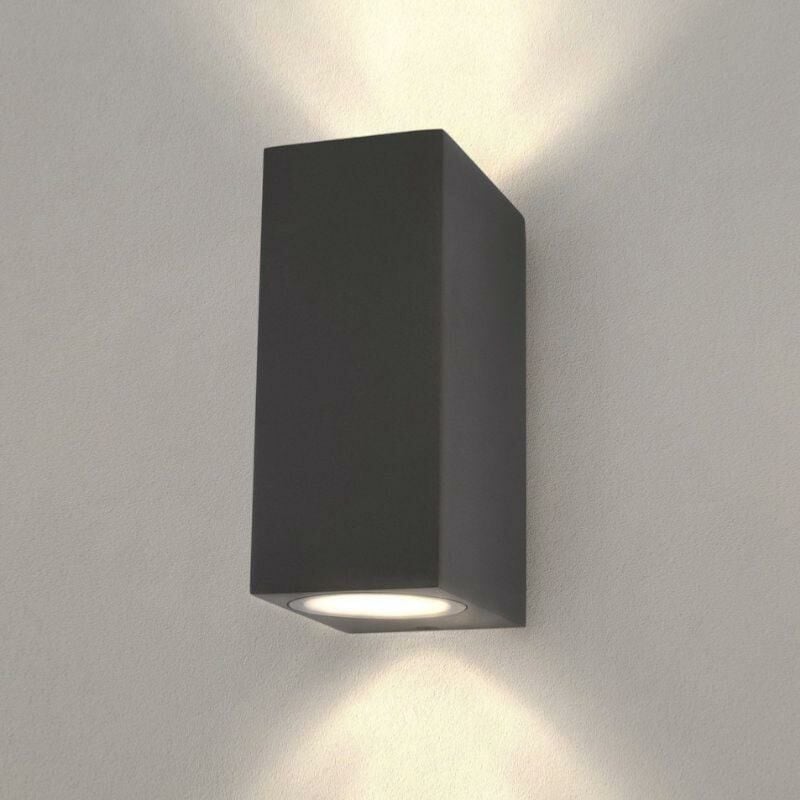 Applique Murale Noire led Carrée IP54 Double Faisceau GU10 - sil