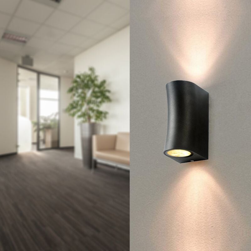 Applique Murale Noire led IP44 pour 2 ampoules GU10 - silamp