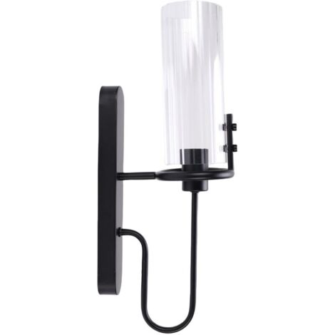 Applique murale noire luminaire d'intérieur moderne avec abat-jour en verre transparent pour salle à manger café hôtel chambre salon couloir