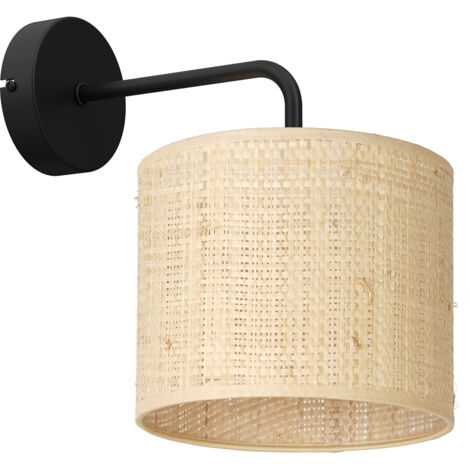 Applique murale noire mate rattan crème E27 Luminex