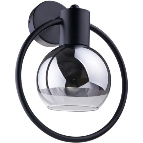 Applique murale noire verre argent Linda E27 15W Sigma