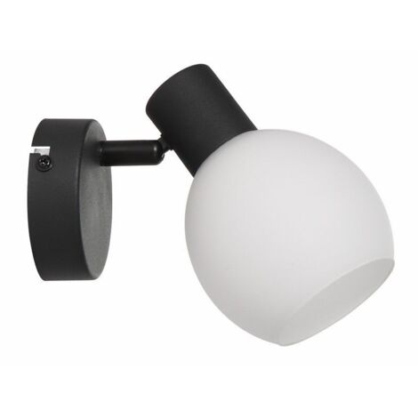 Applique murale noire verre blanc Cortez E14 40W Reality