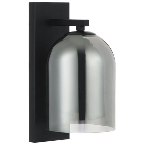 Applique murale noire verre fumé double E27 Elaris