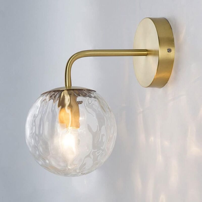 Applique murale nordique moderne, finition laiton, avec abat-jour en verre, pour salle d'étude, salon, chambre à coucher, luminaires muraux E14