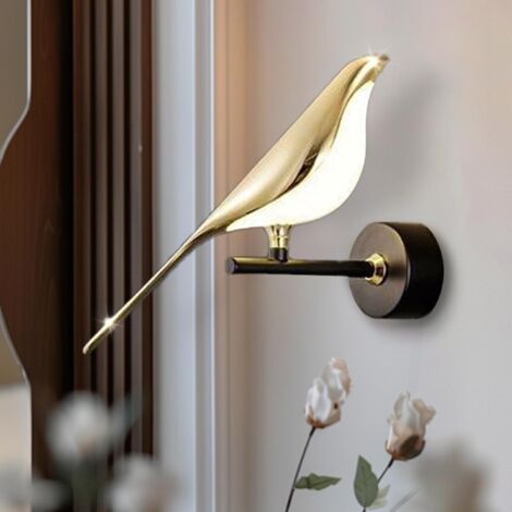 Applique murale oiseau créative, lampe de chevet, applique murale ludique, veilleuse, applique murale salon, lampe d'escalier/couloir (3000K)