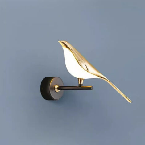 Applique murale oiseau moderne, lampe animalière artistique, luminaire décoratif pour hôtels et chambres d'hôtes (lumière blanche)