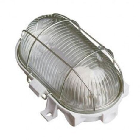 Applique murale ovale en PVC avec grille métallique E27 60W Blanc GSC 0700643