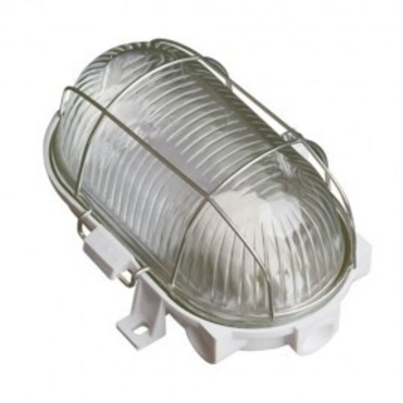 Applique murale ovale en pvc avec grille métallique E27 60W Blanc GSC 0700643