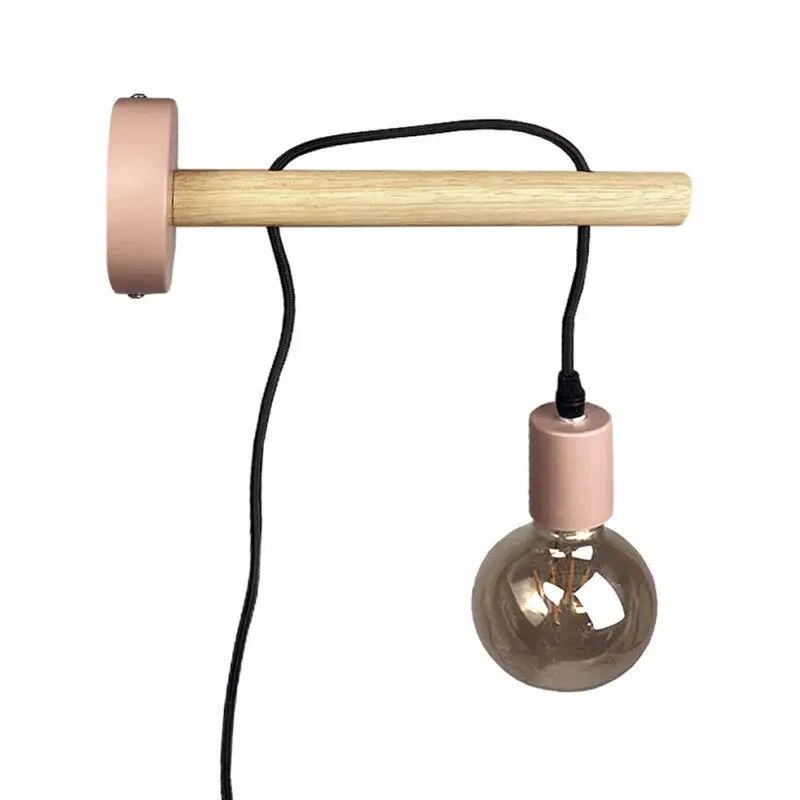 Meubletmoi - Applique murale pendante en bois et métal rose - felo 1242
