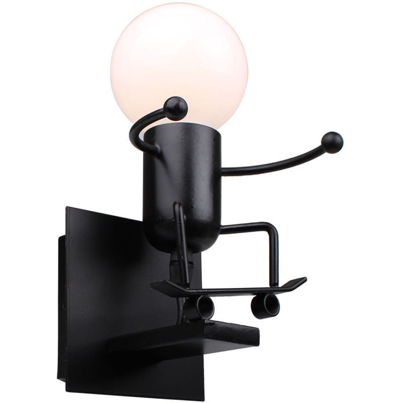 Applique Murale Petit Gens de Fer Ski , Lampe de Mur Noir Créative Style Contemporain et Rétro Lumière pour Chambre Chevet Chambre d'enfants Couloir Applique Murale Petit Gens de Fer Ski , Lampe de Mur Noir Créative Style Contemporain et Rétro Lumière pour Chambre Chevet Chambre d'enfants Couloir