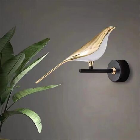 Applique murale pie, applique murale en forme d'oiseau, applique murale à thème oiseau, applique murale de luxe, veilleuse d'hôtel, veilleuse créative et minimaliste (6000K)
