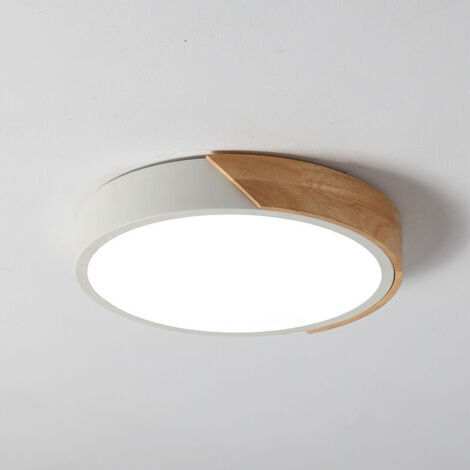 Applique murale  Plafonnier Bois 18w Plafonnier Led Bois 4500k Blanc Neutre 30x30cm Plafonnier Ultra Fin Rond 2400lm Lampe Moderne Pour Salon, Chambre, Chambre D'enfant, Couloir