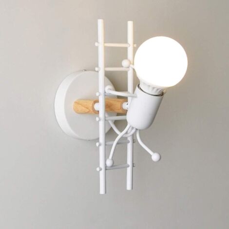 Applique Murale Plafonnier E27 Blanc Bois Massif - LED Créative Dessin Animé Veilleuse Enfant
