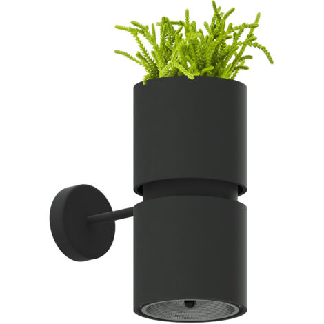 Applique murale pot de fleurs applique couloir lumière acier aluminium noir pot de fleur